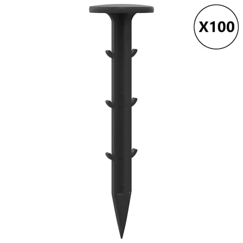 Zemljani kolci 100 kom. Crna Ø3 x 11 cm Plastika - 100 Cijena