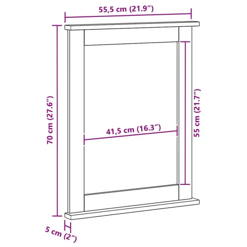 Ogledalo VIGO Antič White 55,5 x 5 x 70 cm Masivna borovina - antično bijela Cijena