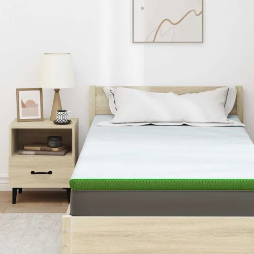 Nadmadrac Bijela i zelena 90 x 200 cm Jakard tkanina - 90 x 200 cm Pu pjena Cijena