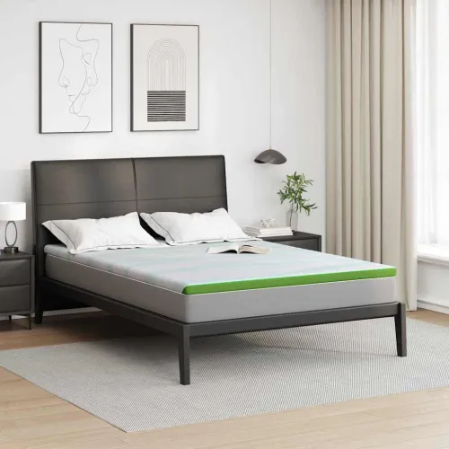 Nadmadrac Bijela i zelena 160 x 200 cm Jakard tkanina - 160 x 200 cm Pu pjena Cijena