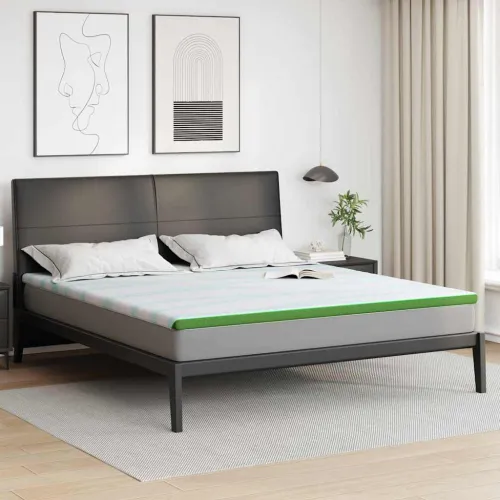 Nadmadrac Bijela i zelena 200 x 200 cm Jakard tkanina - 200 x 200 cm Pu pjena Cijena