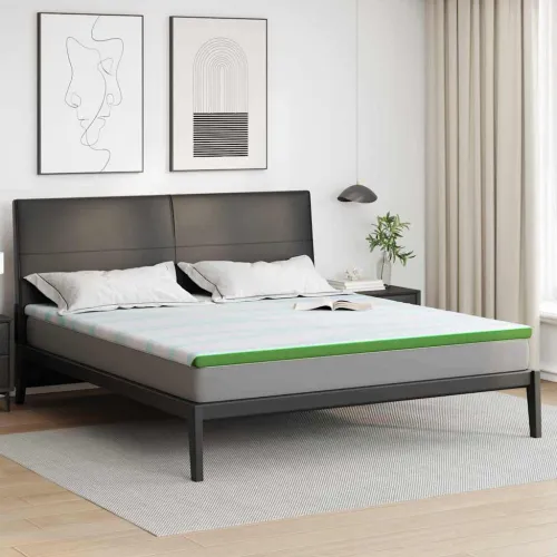 Nadmadrac Bijela i zelena 200 x 200 cm Jakard tkanina - 200 x 200 cm Hladna pjena Cijena