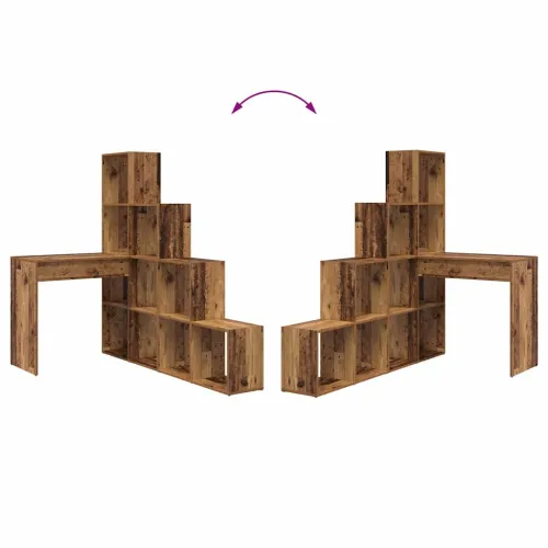 Kutni stol s policom Staro drvo 101,5 x 149,5 x 149,5 cm - Staro drvo Cijena
