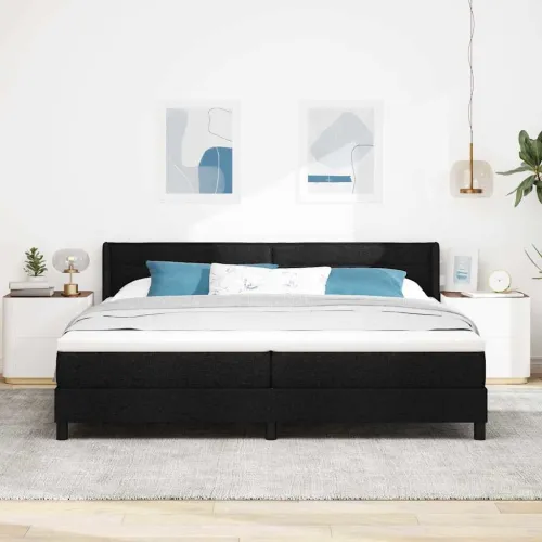 Box spring krevet s uzglavljem Crna 200 x 200 cm tkanina - Crna 200 x 200 cm Dizajn linija Cijena