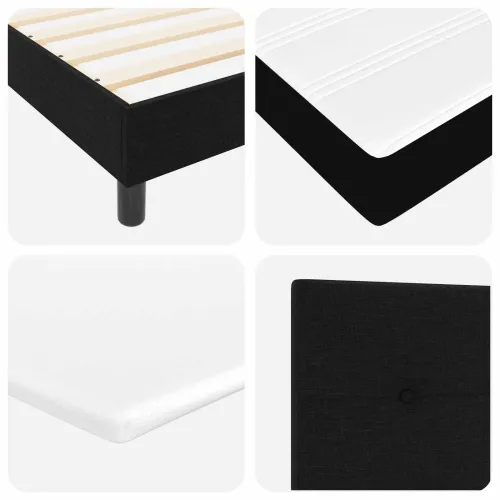 Box spring krevet s uzglavljem Crna 190 x 140 cm tkanina - Crna 140 x 190 cm Prošiveno gumbima Cijena