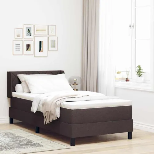 Box spring krevet Tamno smeđa 200 x 90 cm tkanina - Tamno smeđa 90 x 200 cm Dizajn s rombovima Cijena