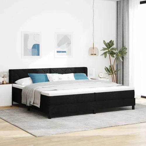 Box spring krevet s uzglavljem Crna 200 x 200 cm tkanina - Crna 200 x 200 cm Dizajn s rombovima Cijena