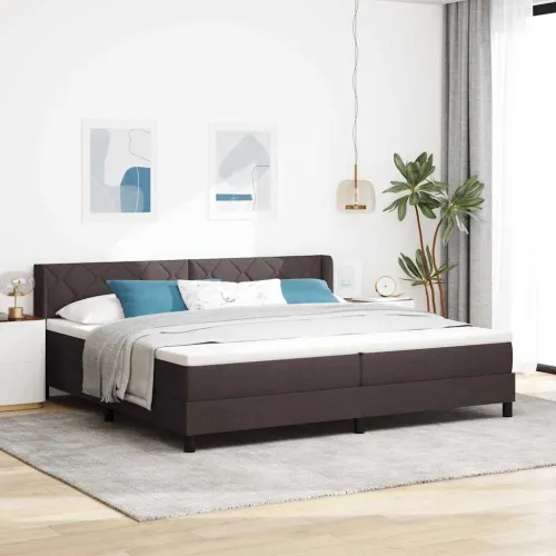 Box spring krevet Tamno smeđa 200 x 200 cm tkanina - Tamno smeđa 200 x 200 cm Dizajn s rombovima Cijena