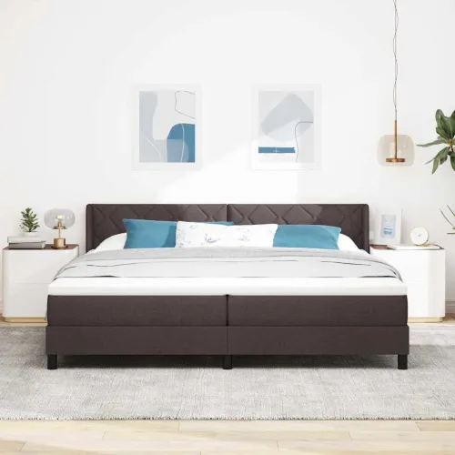 Box spring krevet Tamno smeđa 200 x 200 cm tkanina - Tamno smeđa 200 x 200 cm Dizajn s rombovima Cijena