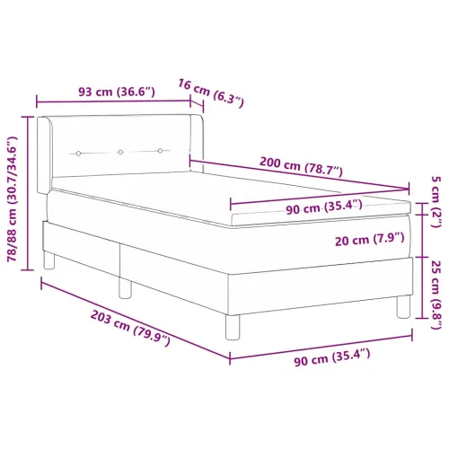 Box spring krevet Tamno smeđa 200 x 90 cm tkanina - Tamno smeđa 90 x 200 cm Prošiveno gumbima Cijena