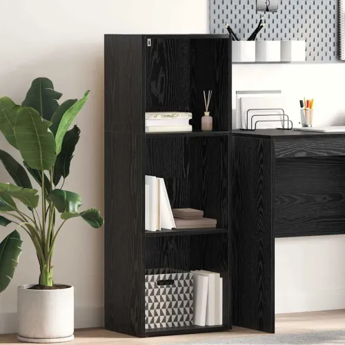 Polica 3 razina 40 x 30 x 114 cm Konstruirano drvo Crni hrast - Crni hrast 114 cm 40 cm Cijena