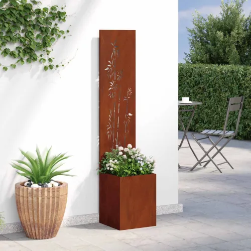 Privatnost u vrtu Cvjetni Rđa 32 x 32 x 150 cm Otporni čelik - Otporni čelik Bambus 32 cm Cijena