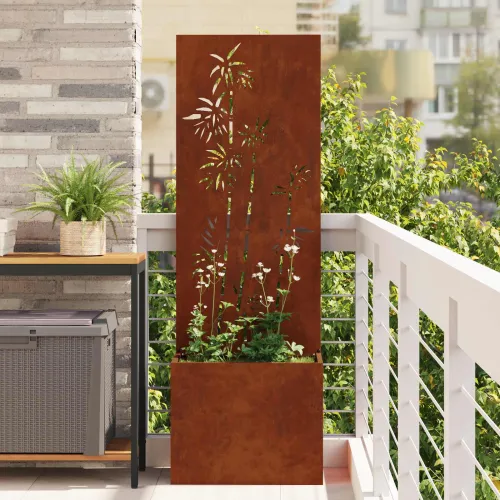 Privatnost u vrtu Cvjetni Rđa 50 x 32 x 150 cm Otporni čelik - Otporni čelik bambus 50 cm Cijena