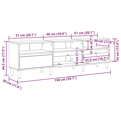 TV ormar 150 x 30 x 45 cm Umjetnički hrast Konstruirano drvo - hrast artisan 150 cm Cijena
