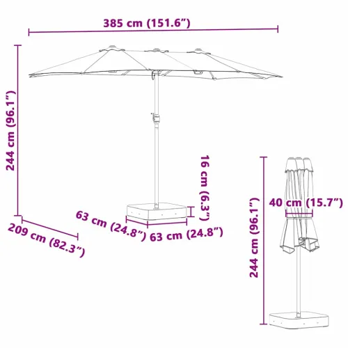 Vrtni suncobran Antracit 385 x 209 x 244 cm Poliester i čelik - Antracit Cijena