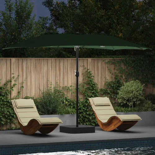 Vrtni suncobran Zelena 385 x 209 x 244 cm Poliester - Zelena Cijena
