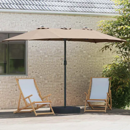 Vrtni suncobran 385 x 209 x 244 cm Poliester Sivo-smeđa - Sivo-smeđa Cijena