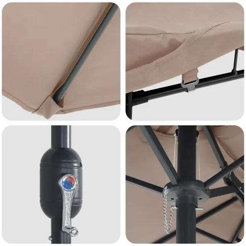 Vrtni suncobran 385 x 209 x 244 cm Poliester Sivo-smeđa - Sivo-smeđa Cijena
