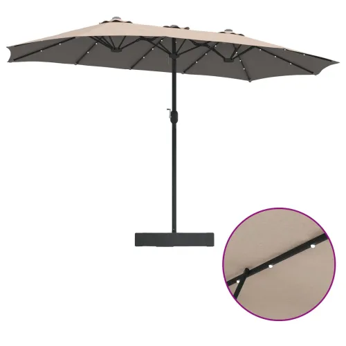 Vrtni suncobran 385 x 209 x 244 cm Poliester Sivo-smeđa - Sivo-smeđa Cijena