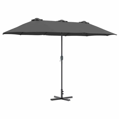 Vrtni suncobran 370 x 197 x 239 cm Poliester i aluminij - Antracit Cijena