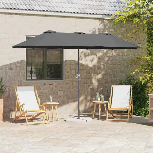 Vrtni suncobran 370 x 197 x 239 cm Poliester i aluminij - Antracit Cijena