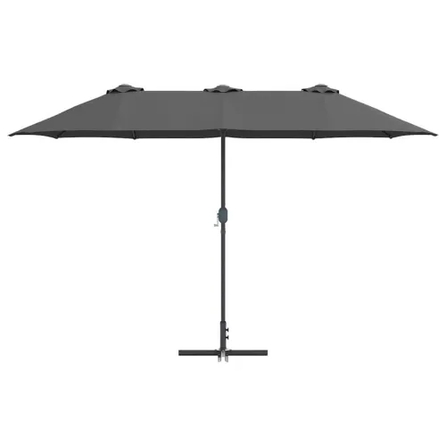 Vrtni suncobran 370 x 197 x 239 cm Poliester i aluminij - Antracit Cijena