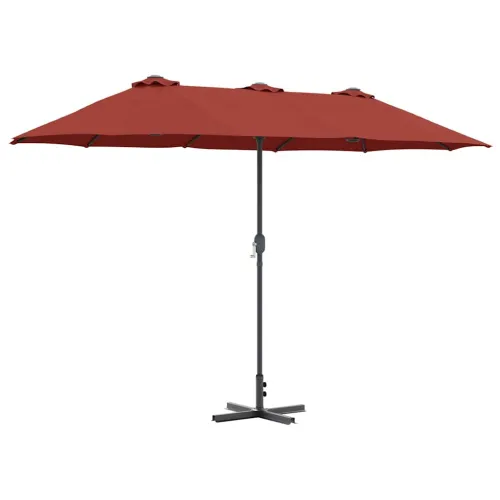 Vrtni suncobran 370 x 197 x 239 cm Poliester i aluminij - Terakota Cijena