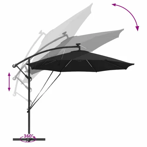 Suncobran 294 x 294 x 248 cm Poliester i aluminij Crna - Crna Cijena