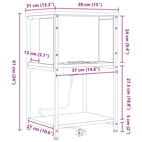 Noćni ormar 2 kom. Sonoma hrast 38 x 31 x 61 cm - Hrast sonoma 2 Cijena