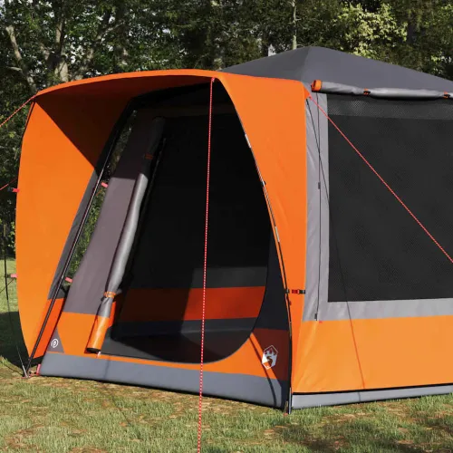 Kamping šator Siva i narančasta 420 x 420 x 227 cm Poliester - Siva i narančasta Cijena