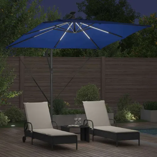 Suncobran 249 x 249 x 250 cm Poliester i aluminij Azurnoplava - azurnoplava Cijena