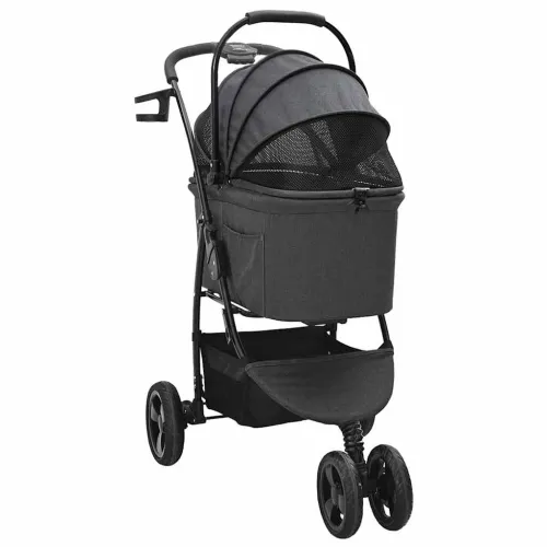 Sklopiva kolica za kućne ljubimce Crna 78 x 54 x 101 cm - Crna 3 kotača Cijena