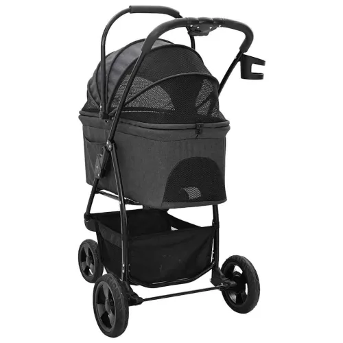 Sklopiva kolica za kućne ljubimce Crna 78 x 54 x 101 cm - Crna 3 kotača Cijena