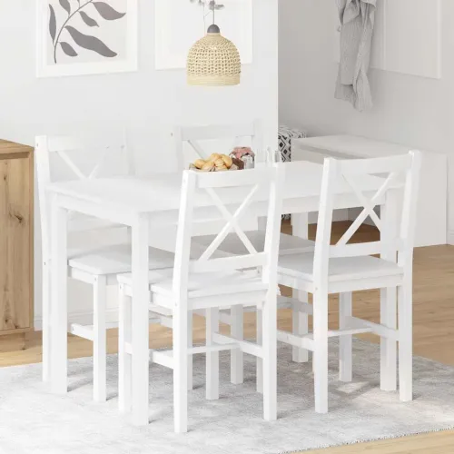 5-dijelni blagovaonski set bijeli &nbsp; - Bijela 5 4 5 Cijena