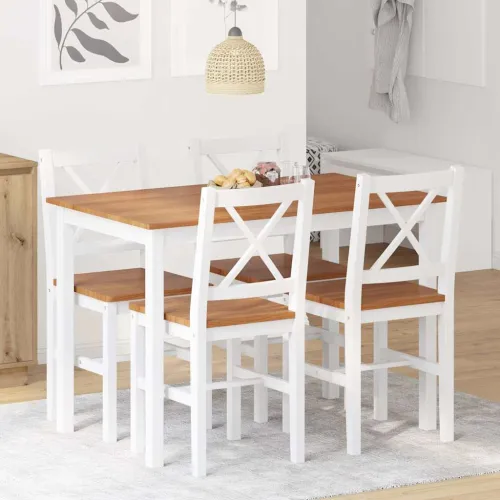 5-dijelni blagovaonski set bijelo smeđi - Smeđa 5 4 5 Cijena
