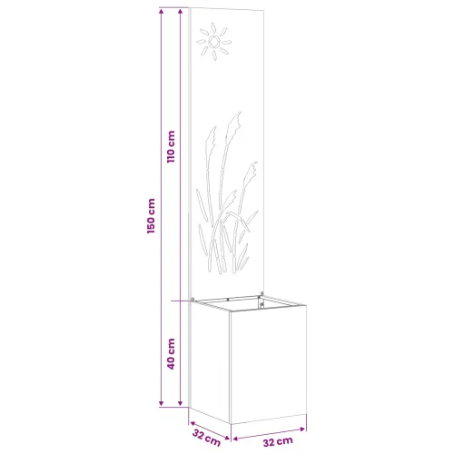 Privatnost u vrtu Crna 32 x 32 x 150 cm Hladno valjana čelična - Crna Reed 32 cm Cijena