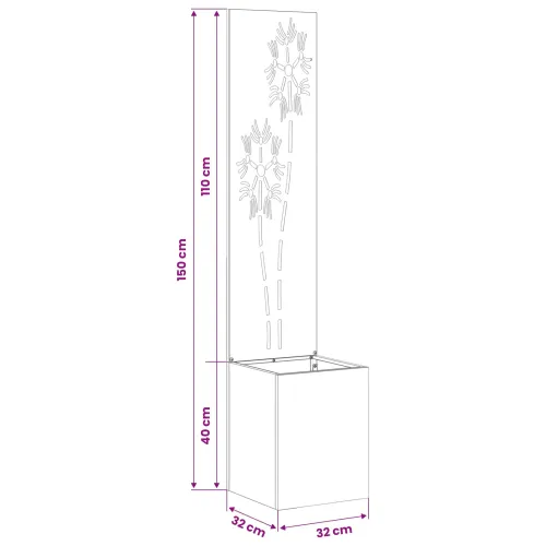 Privatnost u vrtu Crna 32 x 32 x 150 cm Hladno valjana čelična - Crna Suncokret 32 cm Cijena