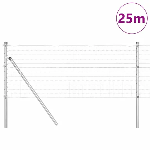 Vanjska Euro ograda za fiksiranje u tlo 25 x 0,4 m Srebrna - 25 x 0,4 m (mreža 50 x 50 mm) Pocinčani čelik Fiksacija na tlo Cijena
