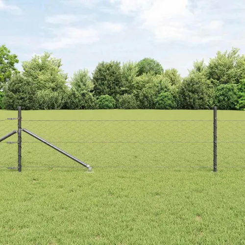 Heksagonalna ograda s stubom 100 x 0,8 m Čelik premazan PVC-om - 100 x 0,8 m (mreža 50 mm) Siva Cijena