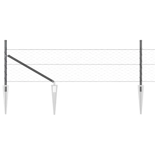 Heksagonalna ograda s stubom 100 x 0,8 m Čelik premazan PVC-om - 100 x 0,8 m (mreža 50 mm) Siva Cijena