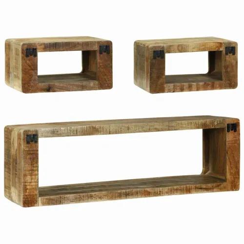 Set TV komoda 3 kom. Smeđa 100 x 30 x 32 cm Čvrsto drvo manga - Grubo masivno drvo manga Cijena