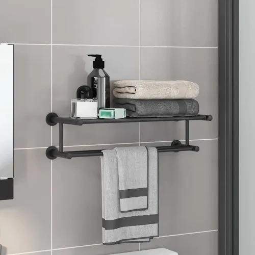 Držač za ručnike Crna 61 x 23 x 17 cm Nehrđajući čelik - Crna Cijena
