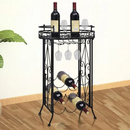 Stalak za Vino s Držačem Čaša za 9 Boca Metalni  - 46 x 28.5 x 77.5 cm 1 1 1 Cijena