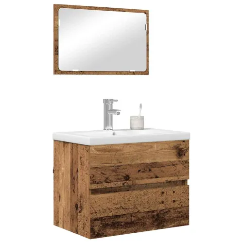 Set namještaja za kupaonicu 3 kom. Staro drvo Konstruirano drvo - Staro drvo 60 x 38,5 x 45 cm Sa slavinom Cijena