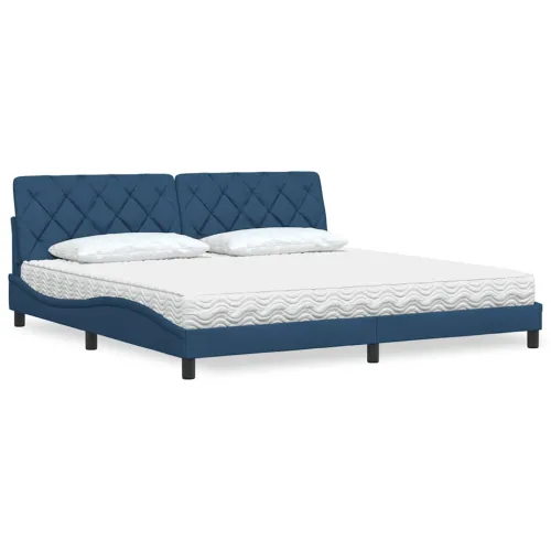 Krevet s madracem plavi 200 x 200 cm od tkanine - Plava 200 x 200 cm Cijena