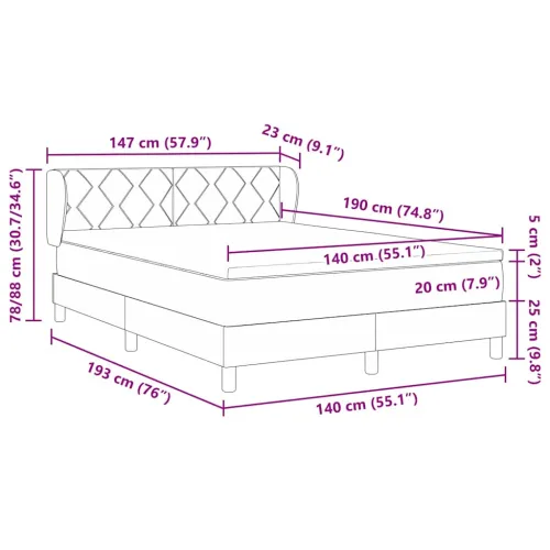 Box spring krevet s uzglavljem Crna 190 x 140 cm Baršun - Crna 140 x 190 cm Dizajn s rombovima Cijena