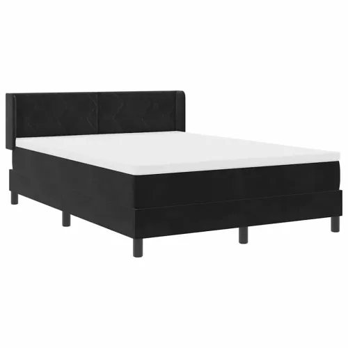 Box spring krevet s uzglavljem Crna 200 x 140 cm Baršun - Crna 140 x 200 cm Dizajn s rombovima Cijena