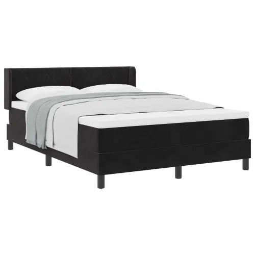 Box spring krevet s uzglavljem Crna 200 x 140 cm Baršun - Crna 140 x 200 cm Dizajn s rombovima Cijena