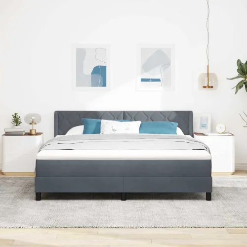 Box spring krevet Tamno siva 200 x 180 cm Baršun - Tamno siva 180 x 200 cm Dizajn s rombovima Cijena