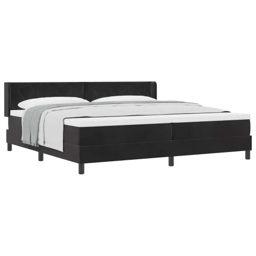 Box spring krevet s uzglavljem Crna 200 x 200 cm Baršun - Crna 200 x 200 cm Dizajn s rombovima Cijena